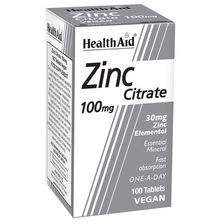 Health Aid Zinc Citrate 100mg (100 tabs)