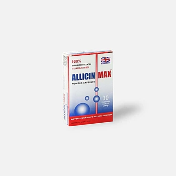 AllicinMax 100% Allicin Powder Capsules (30 Vegetarian Capsules, 180mg)