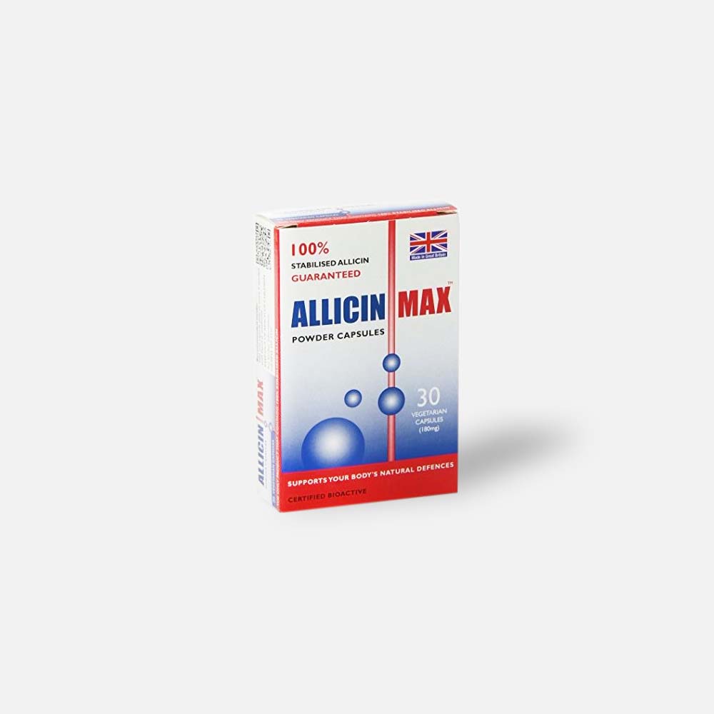 AllicinMax 100% Allicin Powder Capsules (30 Vegetarian Capsules, 180mg)