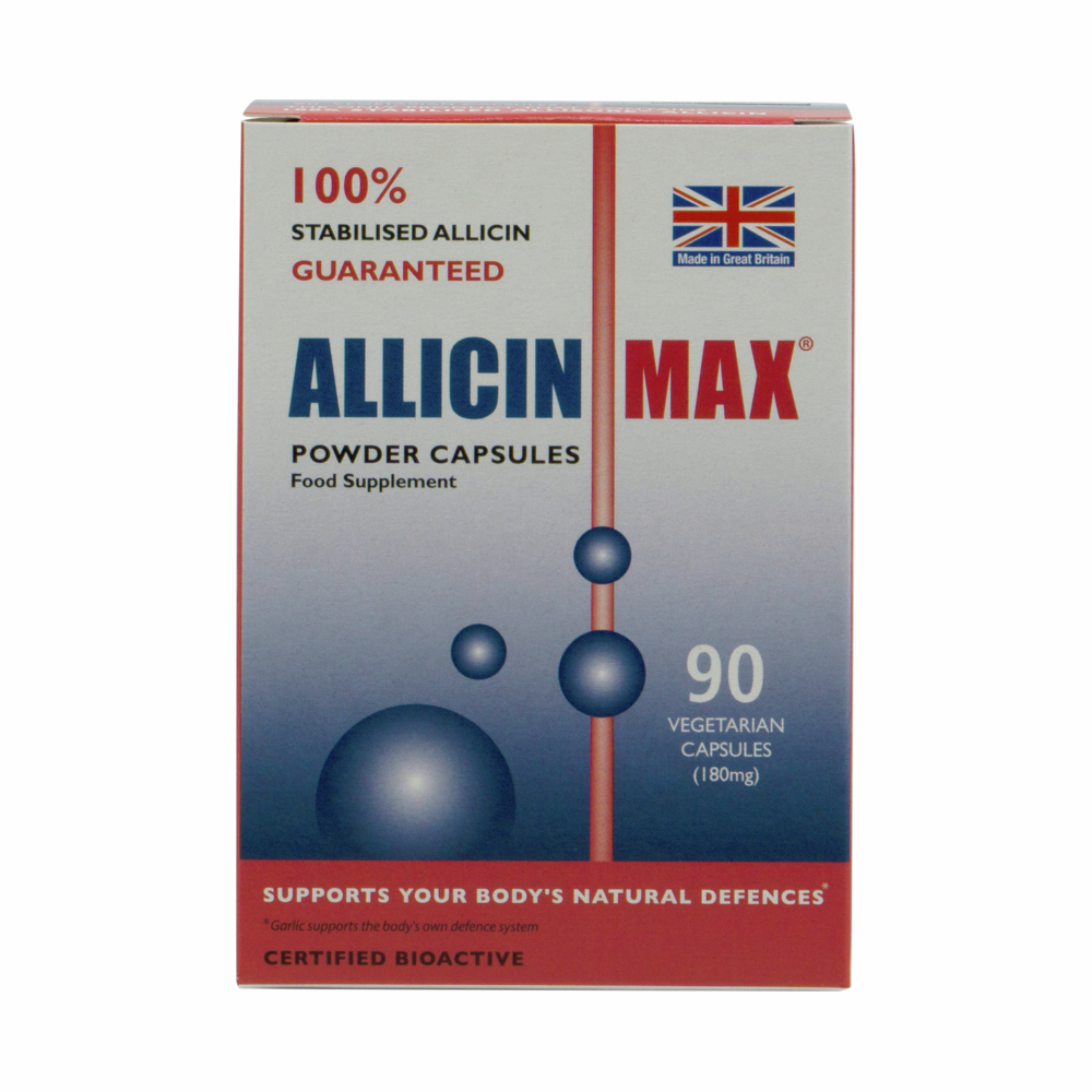 AllicinMax 100% Allicin Powder Capsules (90 Vegetarian Capsules, 180mg)