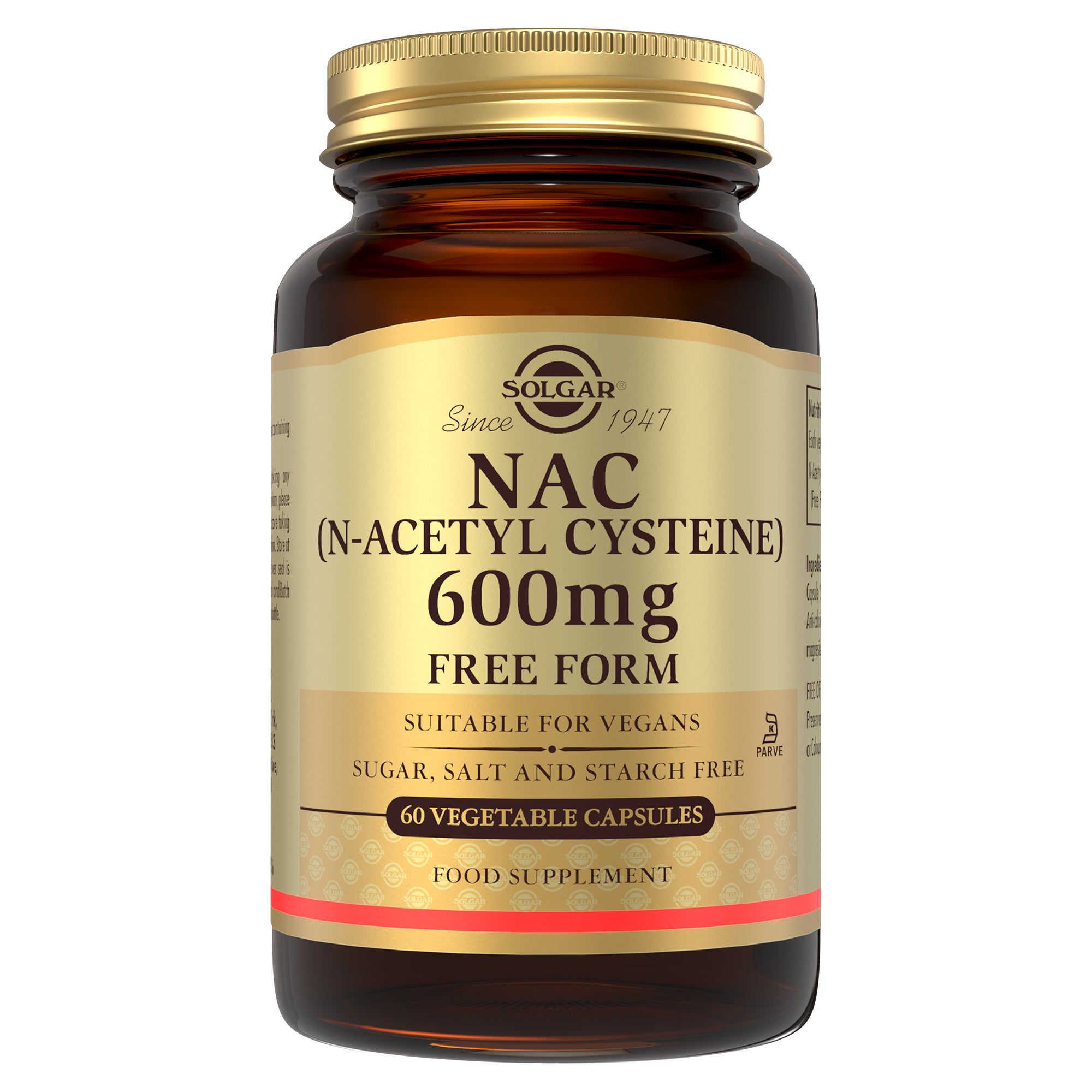Solgar NAC (N-Acetyl-L-Cysteine) 600mg Vegetable Capsules (60)