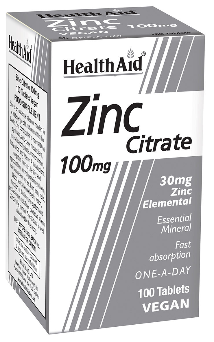 Health Aid Zinc Citrate 100mg (100 tabs)
