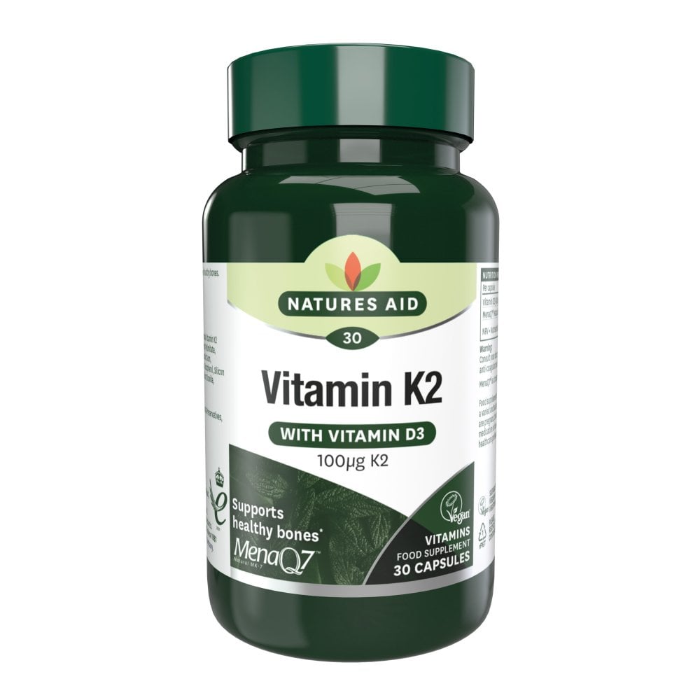 Nature's Aid Vitamin K2 MenaQ7 with Vitamin D3 (30 Capsules)